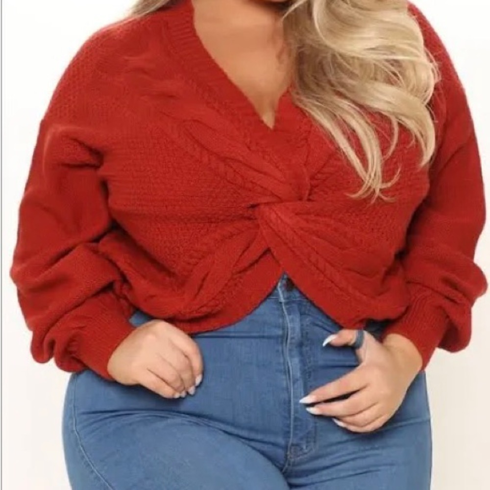 NEW Fashionnova Twisted Stories Sweater - Rust